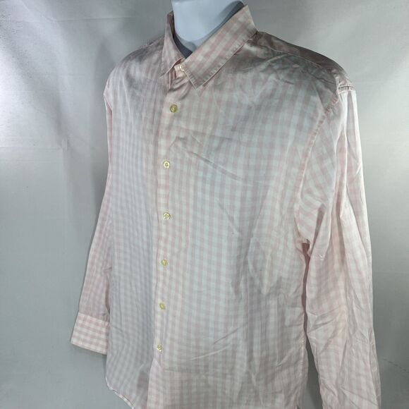 PAUL SMITH BUTTON DOWN LONG SLEEVE SHIRT MENS LARGE PINK WHITE CHECK COLLARED - Picture 5 of 13